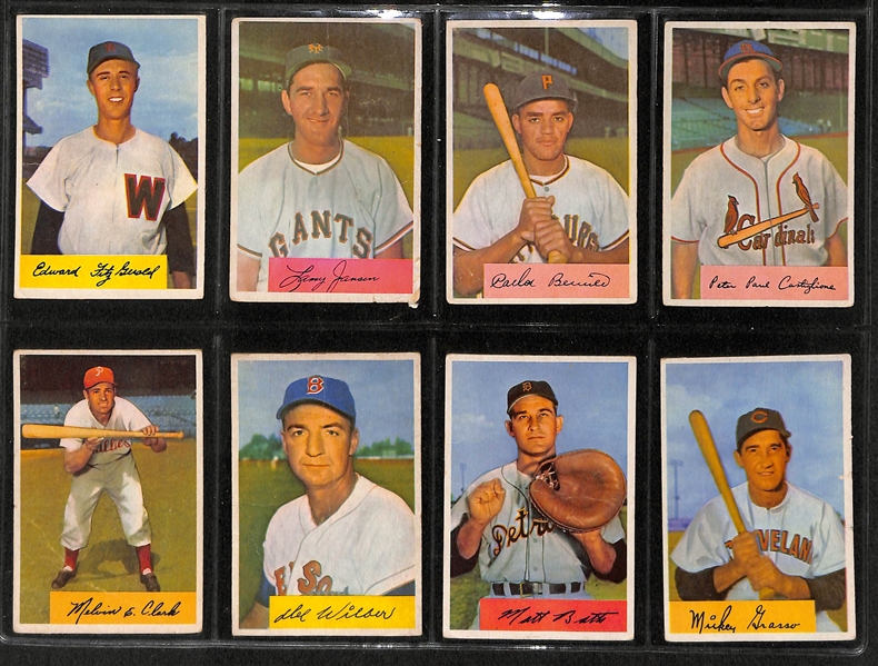 Lot Of 74 1954 Bowman Baseball Cards w. Ralph Kiner